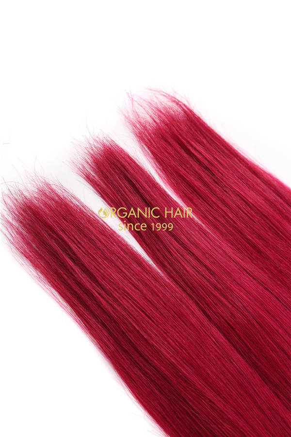 Cheap burg color straight human hair extensions